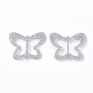 Resin Buckle Clasps, For Webbing, Strapping Bags, Garment Accessories, Butterfly, Silver, 44.5x55.5x5mm, Hole: 16x25mm(RESI-WH0008-25C)