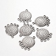 Tibetan Style Links, Flat Round, Antique Silver, Lead Free and Cadmium Free, 26x21x2mm, Hole: 2mm(EA361Y)