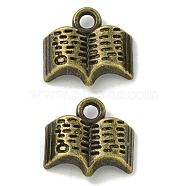 Tibetan Style Alloy Pendants, Lead Free & Cadmium Free, Book Charms, Antique Bronze, 11x12x3.5mm, Hole: 1.8mm, about 1176pcs/1000g(TIBE-I026-5986AB)