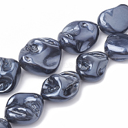 Shell Pearl Beads Strands, Polished, Nugget, Slate Gray, 15~25x10~26x5~16mm, Hole: 1mm, about 18pcs/strand, 14.96 inch(BSHE-Q031-15A)