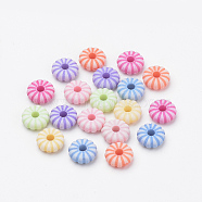 Craft Style Acrylic Beads, Flat Round/Pumpkin, Mixed Color, 8.5x2mm, Hole: 2mm, about 2600pcs/500g(MACR-T004-06)