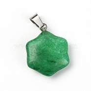 Natural Green Aventurine Pendants, with Platinum Alloy Findings, Star, 23x18.5x6mm, Hole: 7.5x4.5mm(G-WH0012-01)