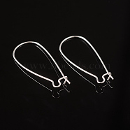Brass Hoop Earrings Findings Kidney Ear Wires, Lead Free and Cadmium Free, Silver Color Plated, 20~21 Gauge, 33x14x0.7~0.8mm(EC221-S)