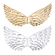 HOBBIESAY 2Pcs 2 Colors Children's Costume Angel Wings, Gilding Cloth & Sponge Embossed Wings, with Elastic Bands, Mixed Color, 230x440x2~4.5mm, 1pc/color(DIY-HY0001-17A)