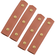 4Pcs Rectangle PU Leather Bag Handles Protective Sleeve, with Iron Snap Button, for Purse Making Accessories, Saddle Brown, 13.1x9x0.5cm, Inner Diameter: 2.5x1.7cm(FIND-GF0006-48A)