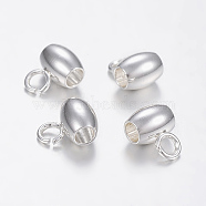 304 Stainless Steel Tube Bails, Loop Bails, Barrel Bail Beads, Silver Color Plated, 7x5x4mm, Hole: 2mm, Inner Diameter: 2mm.(STAS-P107-19S)