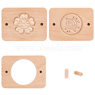 3 Styles Rose & Sakura Wooden Hand Press Moon Cake Maker, Pastry Maker Tool, with Dowel Rods, for Green Bean Cake/Bean Paste Cake, BurlyWood, 85x115x15mm, Pattern: 55~57mm(WOOD-FG0001-43)