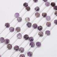Natural Amethyst Beads, Rose, 10x5~9mm, Hole: 1mm(G-O156-B-14)