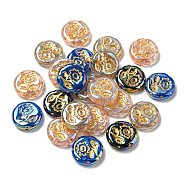Opaque Acrylic Beads, Golden Metal Enlaced, Round, Mixed Color, 18x5mm, Hole: 1.2mm(FIND-Z030-15)