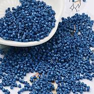 Baking Paint Glass Seed Beads, Cylinder, Marine Blue, 2x1.5mm, Hole: 1mm, about 50398pcs/pound(SEED-S042-05B-75)