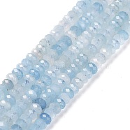 Natural Aquamarine Beads Strands, Faceted, Rondelle, 4x2mm, Hole: 0.7mm, about 157pcs/strand, 15.55 inch(39.5cm)(G-H278-01B)