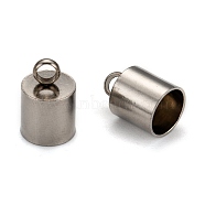 Smooth Surface 201 Stainless Steel Cord Ends, End Caps, Stainless Steel Color, 12x8mm, Hole: 2.5mm, 7mm Inner Diameter(X-STAS-R063-94)
