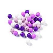 Round Food Grade Eco-Friendly Silicone Focal Beads, Chewing Beads For Teethers, DIY Nursing Necklaces Making, Blue Violet, 12mm, Hole: 2.5mm, 4 colors, 10pcs/color, 40pcs/bag(SIL-F003-01D)