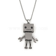 Zinc Alloy Robot Pendant Necklaces, 201 Stainless Steel Chain Necklaces, Gunmetal & Stainless Steel Color, 23.46 inch(59.6cm)(NJEW-C034-28B)