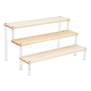 3-Tier Wood & Acrylic Minifigures Display Risers, for Models, Building Blocks, Doll Display Holder, with Screws and Screwdriver, Cornsilk, Finished product: 20x17.5x16cm(ODIS-WH0043-17B)