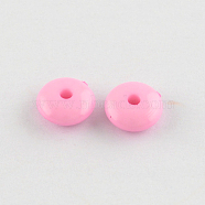 Opaque Acrylic Beads, Rondelle, Pink, 8x3.5mm, Hole: 1.5mm(X-SACR-R822-07)