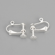 Brass Screw Clip-on Earring Findings, Spiral Ear Clip, Silver Color Plated, 15x17x5mm, Hole: 1.5mm(X-KK-R071-04S)