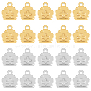 DICOSMETIC 20Pcs 2 Colors 304 Stainless Steel Charms, Nurse Cap, Golden & Stainless Steel Color, 13x12x3mm, Hole: 2mm, 10pcs/color(STAS-DC0011-62)