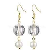 Acrylic Faceted Round Dangle Earrings, 304 Stainless Steel Earrings for Women, Golden, 47x13.5mm(EJEW-JE05833)