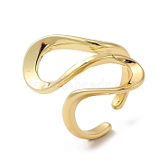 Brass Open Cuff Rings, Ribbon Ring for Women, Real 18K Gold Plated, 2~27mm, Inner Diameter: 17mm(RJEW-Q778-04G)