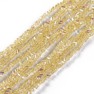 Electroplate Glass Beads Strands, AB Color Plated, Triangle, Champagne Yellow, 2.2~3x3~4.7x2~3mm, Hole: 0.7mm, about 171~181pcs/strand, 12.4 inch~14.84 inch(31.5~37.7cm)(EGLA-E057-01A-02)