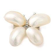 Butterfly Natural White Shell Brooches, with Brass Pins, for Women, Platinum, 27x37x7.5mm(JEWB-E031-05P)