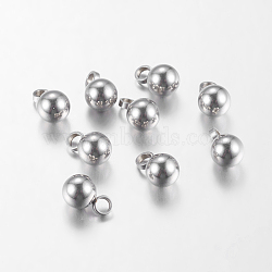 Original Color Ball Charms 304 Stainless Steel Round Pendants, 9x6mm, Hole: 2mm(X-STAS-E037-2)