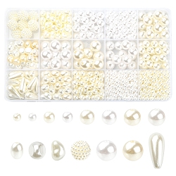 Cuentas acrílicas de perlas de imitación y cuentas de perlas de imitación de plástico abs, teñido, Redondo y ovalado, color mezclado, 4~12x3.5~11.5mm, agujero: 1~2.7 mm(DIY-FS0003-31)