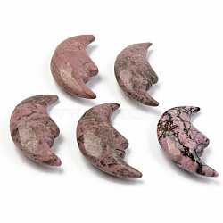 Natural Rhodonite Beads, No Hole/Undrilled, Moon, 57~62x28~31.5x12.5~13.5mm(G-T132-018)