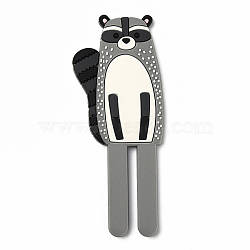 Cute Multifunction Acrylic Magnetic Refrigerator Sticker Fridge Magnets Hanging Hook, Raccoon, Gray, 123x47x5.8mm(AJEW-B002-08)