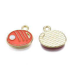 Alloy Enamel Charms, Cadmium Free & Lead Free, Light Gold, Fish, Orange Red, 12x13x1mm, Hole: 1.6mm(ENAM-N059-116)