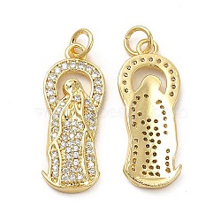 Brass Micro Pave Cubic Zirconia Pendants, with Jump Ring, Religion Virgin Mary Charm, Golden, 25x10x2mm, Hole: 3.3mm(KK-E068-VB089)