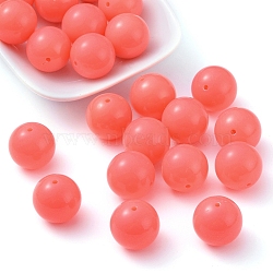 Fluorescence Chunky Acrylic Beads, Round, Light Coral, 20mm, Hole: 2~3mm, about 105pcs/500g(MACR-R517-20mm-08)
