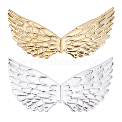 HOBBIESAY 2Pcs 2 Colors Children's Costume Angel Wings, Gilding Cloth & Sponge Embossed Wings, with Elastic Bands, Mixed Color, 230x440x2~4.5mm, 1pc/color(DIY-HY0001-17A)