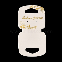 Fold Over Gold Stamping Floral Paper Jewelry Display Cards, for Necklaces Bracelets Display, Floral White, Finished Product: 54x58x7mm, 11.5x5.8x0.05cm, Hole: 2mm and 29x12mm(CDIS-M005-09)
