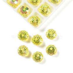 AB Color Plated Glass Beads, Faceted, Round, Yellow, 8x5.5~6mm, Hole: 1.4~1.6mm, 336pcs/set(EGLA-P059-03B-AB09)