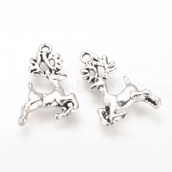 Tibetan Style Alloy Pendants, Cadmium Free & Lead Free, Christmas Reindeer/Stag, Antique Silver, 22.5x16x3mm, Hole: 1.5mm(X-TIBE-Q070-14AS-RS)