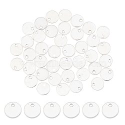 40Pcs 925 Sterling Silver Charms, Blank Flat Round, with 1Pc Suede Fabric Square Silver Polishing Cloth, Silver, 4x0.5mm, Hole: 0.7mm(STER-DC0001-40)