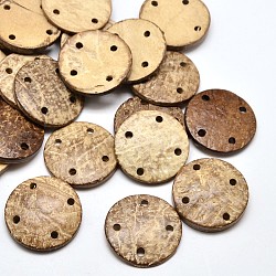 Dyed Flat Round 4-Hole Coconut Buttons, BurlyWood, 30x4~6mm, Hole: 3mm(BUTT-P008-43)