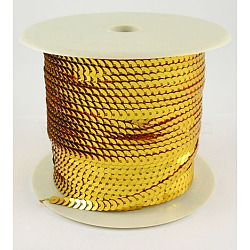 Plastic Paillette/Sequins Chain Rolls, AB Color, Gold, 6mm(BS282Y)