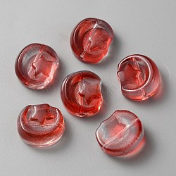 Transparent Glass Beads, Moon with Star, FireBrick, 14x12x6mm, Hole: 1.2mm(GLAA-TAC0020-05G)