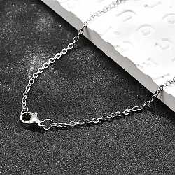 Non-Tarnish Unisex Classic Plain 304 Stainless Steel Mens Womens Necklaces, Cable Chain Necklaces, with Lobster Claw Clasps, Stainless Steel Color, 23.63 inch(60cm), links: 2.6x2x0.5mm.(X-STAS-H325-P)