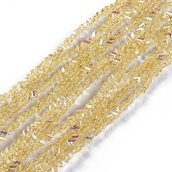 Electroplate Glass Beads Strands, AB Color Plated, Triangle, Champagne Yellow, 2.2~3x3~4.7x2~3mm, Hole: 0.7mm, about 171~181pcs/strand, 12.4 inch~14.84 inch(31.5~37.7cm)(EGLA-E057-01A-02)