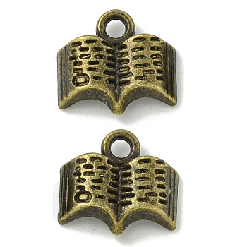 Tibetan Style Alloy Pendants, Lead Free & Cadmium Free, Book Charms, Antique Bronze, 11x12x3.5mm, Hole: 1.8mm, about 1176pcs/1000g