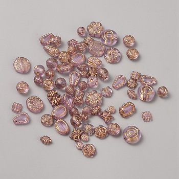 Transparent Acrylic Beads, Metal Enlaced, Mixed Shapes, Flamingo, 10~28x11~13x8~12mm, Hole: 1.5~2.5mm, about 48pcs/bag