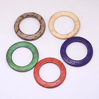 Dyed Wood Jewelry Findings Coconut Linking Rings, Mixed Color, 38x2~5mm