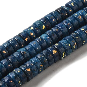 Natural Dolomite Beads Strands, with Synthetic Opal, Dyed, Disc, Heishi Beads, Marine Blue, 8x3.5mm, Hole: 0.8mm, about 118~120pcs/strand, 15.94''(40.5cm)