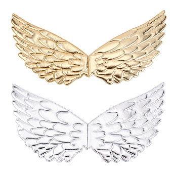 HOBBIESAY 2Pcs 2 Colors Children's Costume Angel Wings, Gilding Cloth & Sponge Embossed Wings, with Elastic Bands, Mixed Color, 230x440x2~4.5mm, 1pc/color