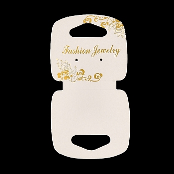 Fold Over Gold Stamping Floral Paper Jewelry Display Cards, for Necklaces Bracelets Display, Floral White, Finished Product: 54x58x7mm, 11.5x5.8x0.05cm, Hole: 2mm and 29x12mm