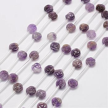 Natural Amethyst Beads, Rose, 10x5~9mm, Hole: 1mm
